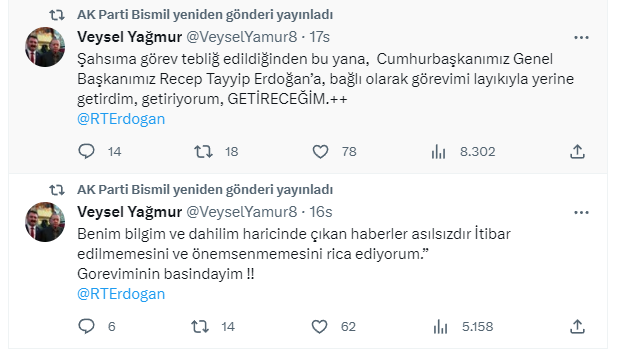 Ak Parti Veysel Yağmur tweet