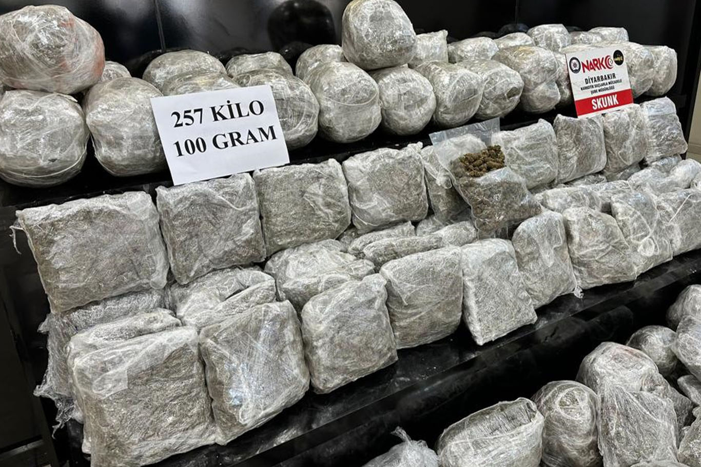 Diyarbakır'da durdurulan minibüste 257 kilo skunk ele geçirildi 1