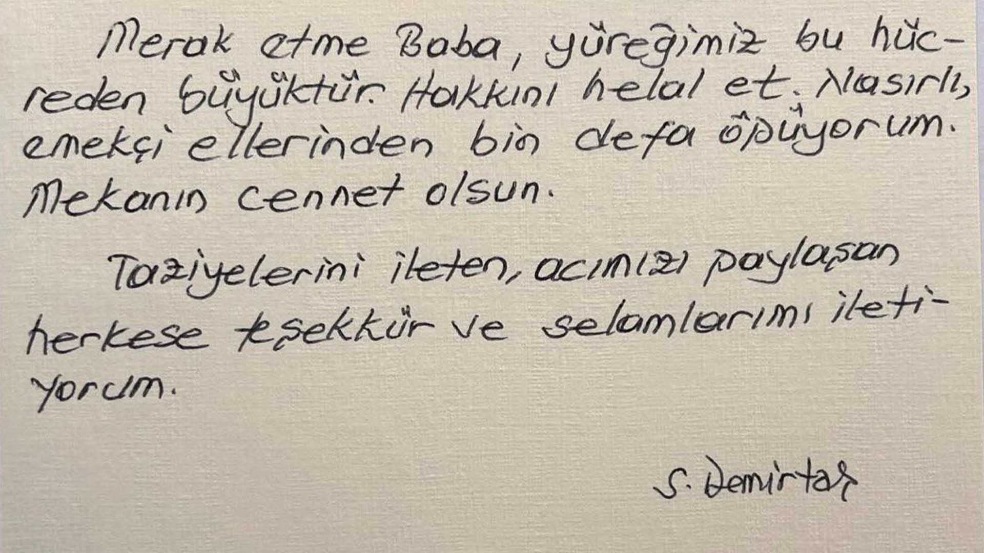 Demirtaş'tan Babasına Veda Mektubu