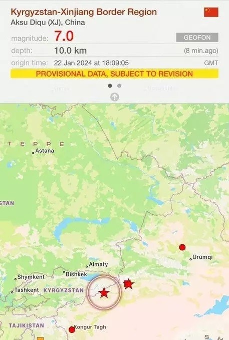 Kırgızistan'da 7,0 Büyüklüğünde Şiddetli Deprem