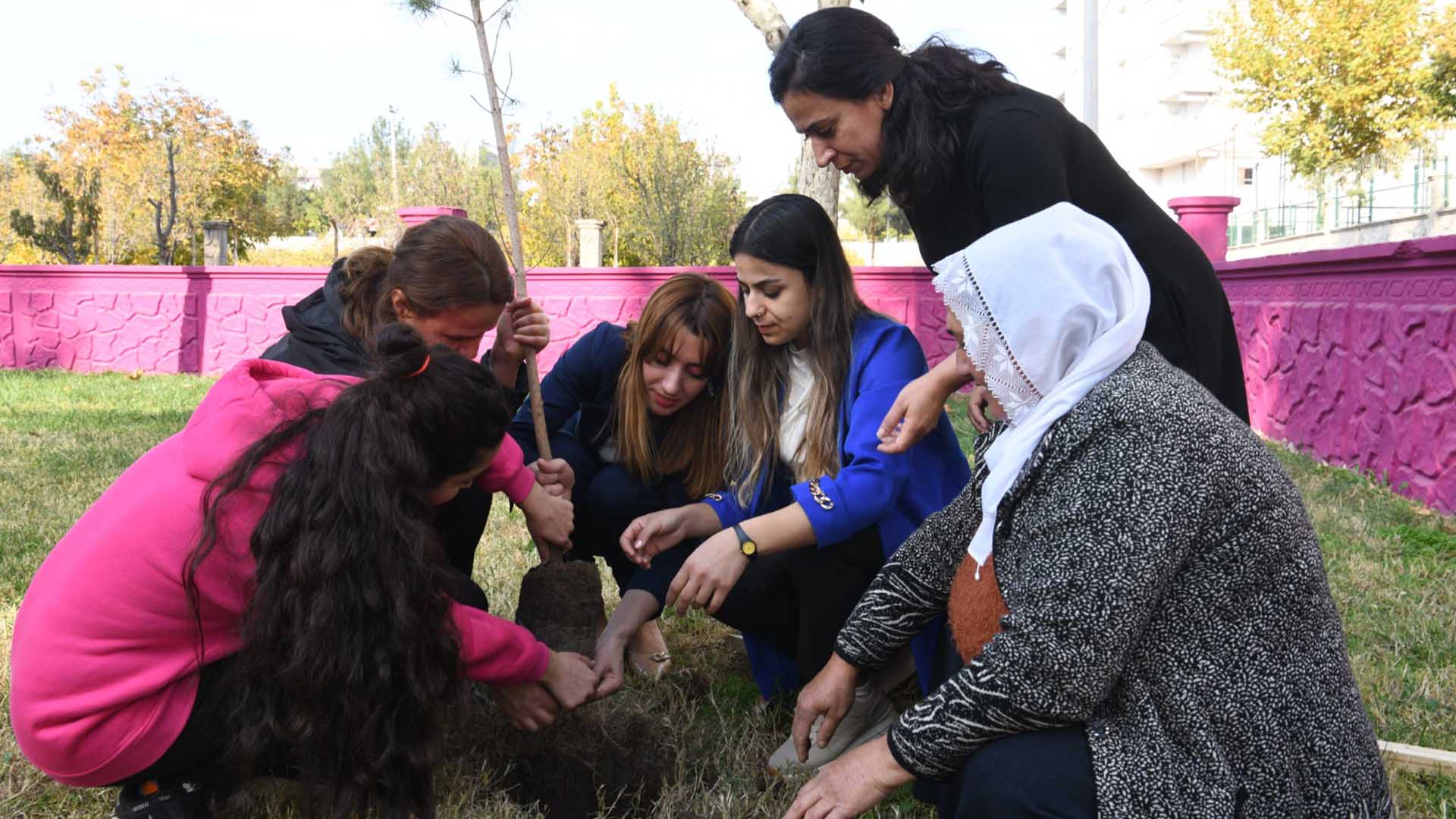 Bismil’de Kadınlar Belediye Eş Başkanı Mizgin Ekin’le Birlikte Fidan Diktiler 1