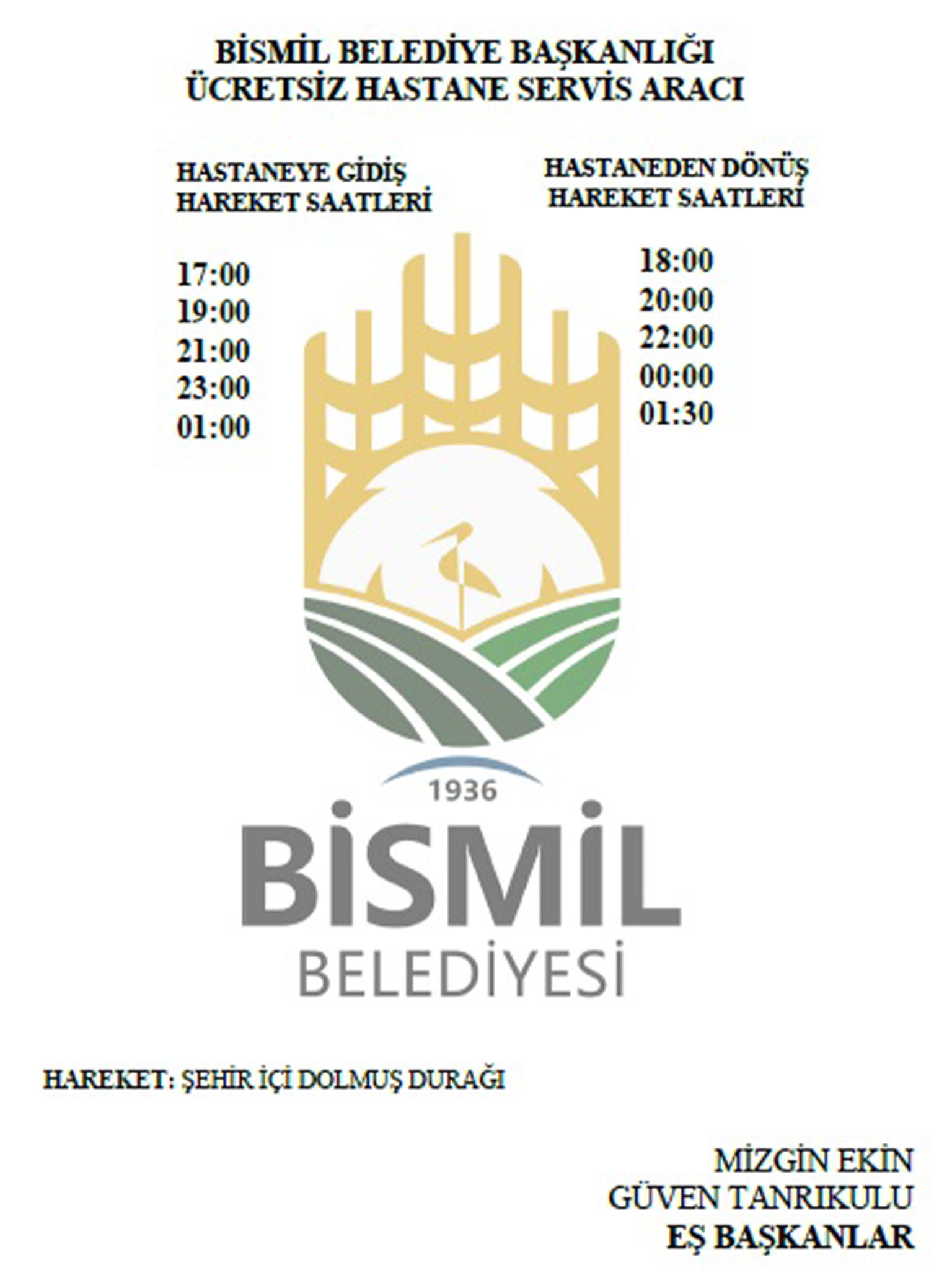 Bismil’de Ücretsiz Hastane Servisi Gece De Hizmet Verecek 1