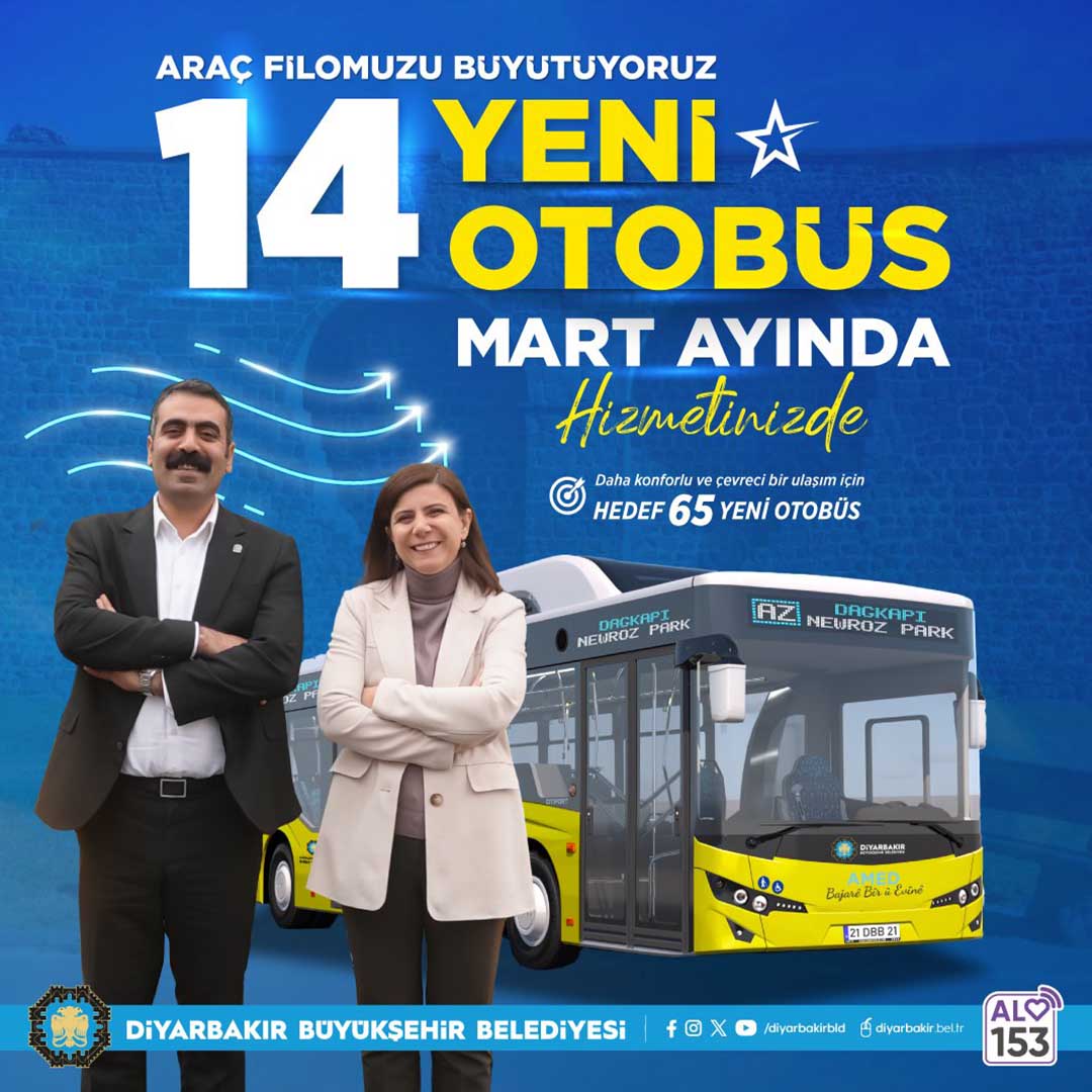 Diyarbakır’a 14 Çevre Dostu Otobüs