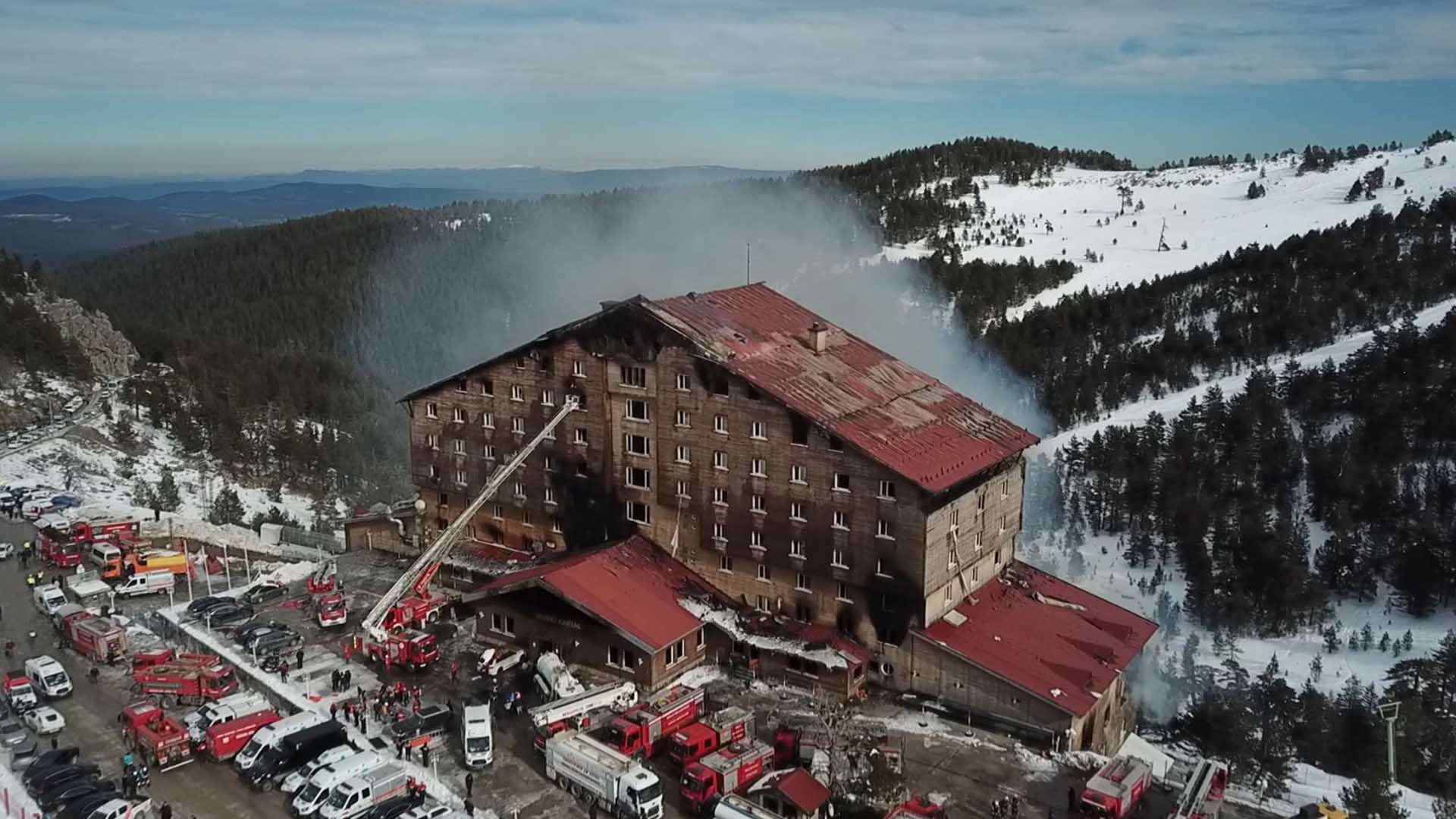 Bolu Karakaya Otel Yangını Dron