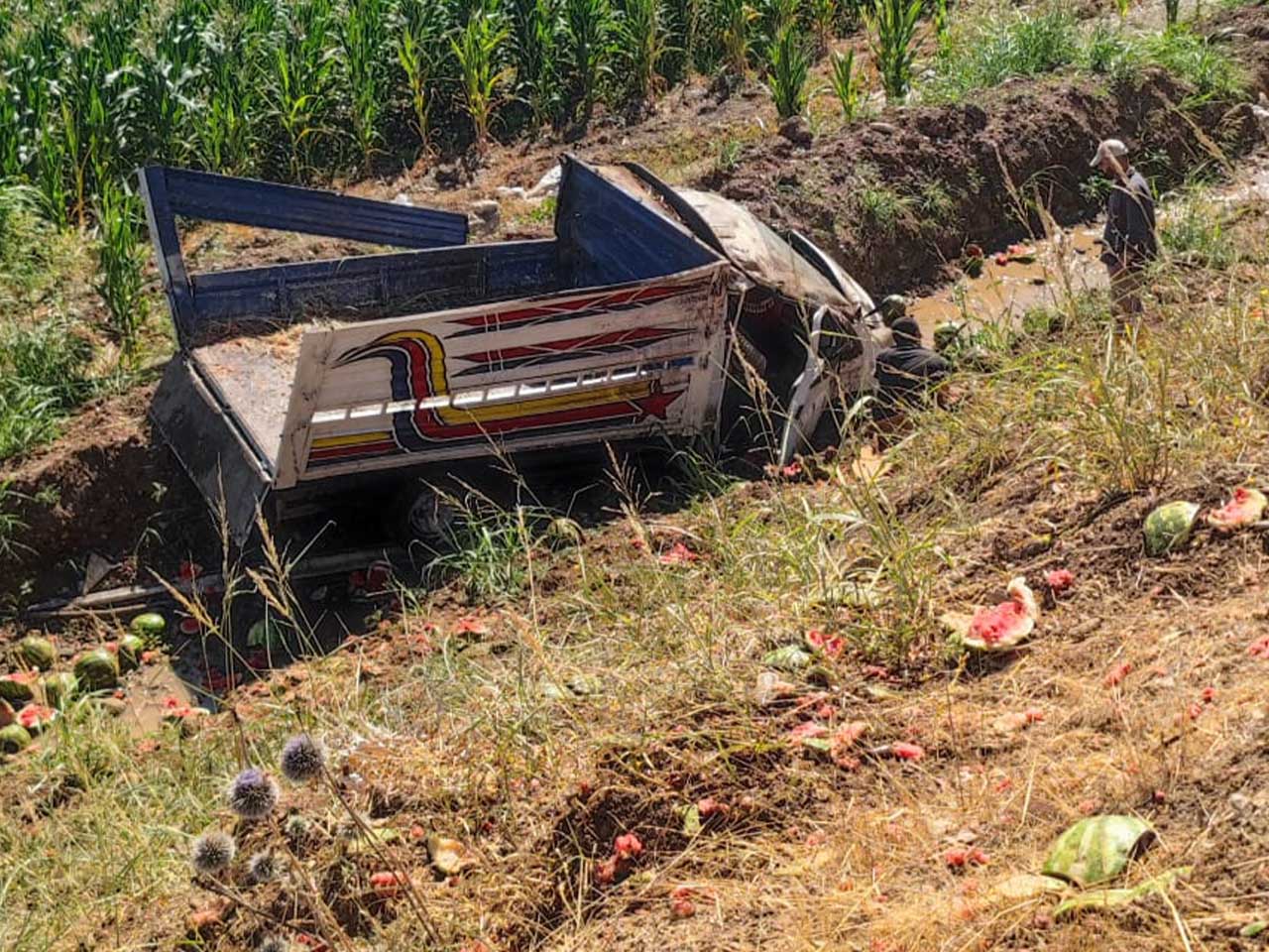 Bismil’de Karpuz Yüklü Kamyonet Devrildi 3 Yaralı 1