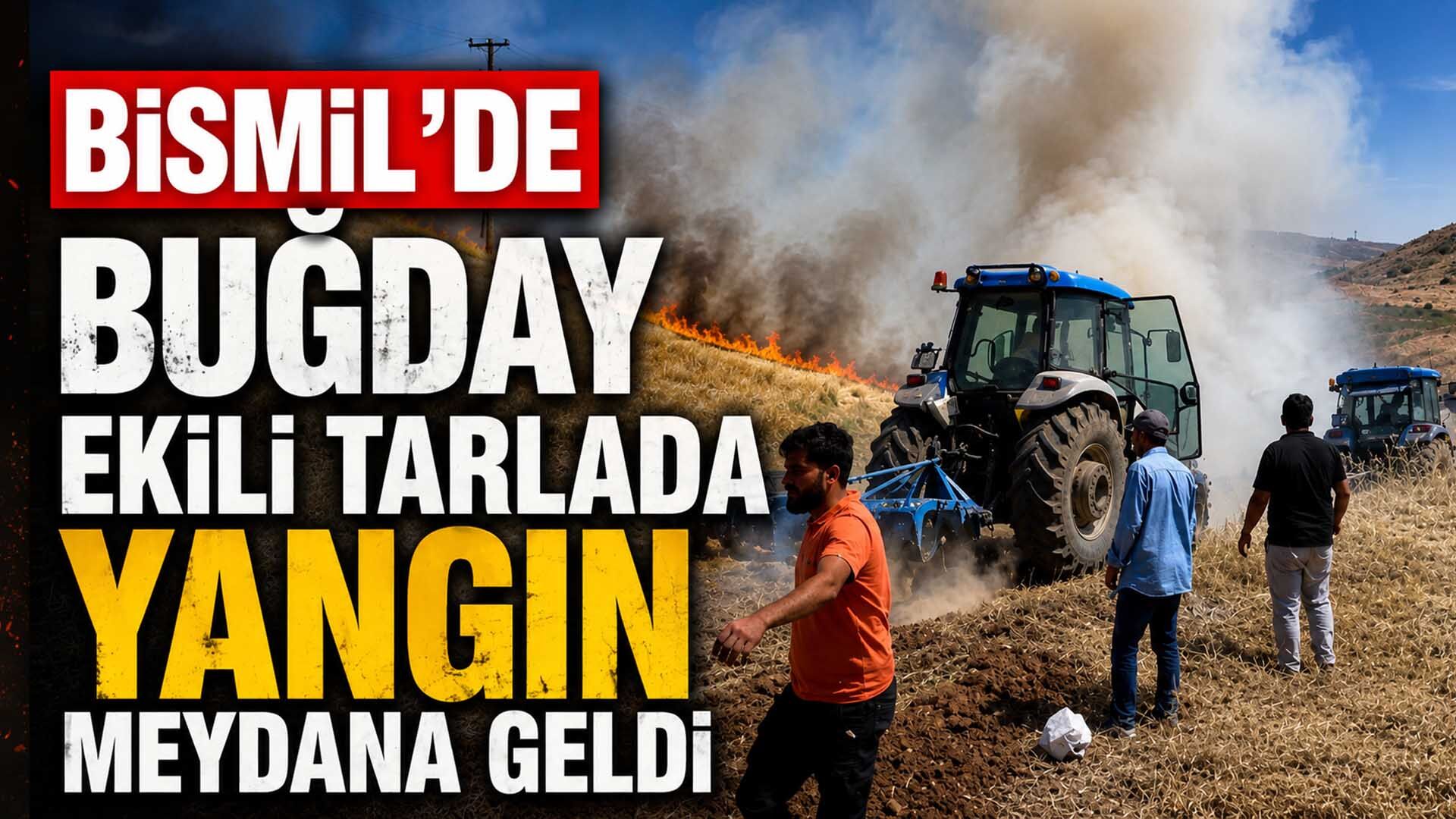 Bismil'de Buğday Ekili Tarlada Yangın Meydana Geldi