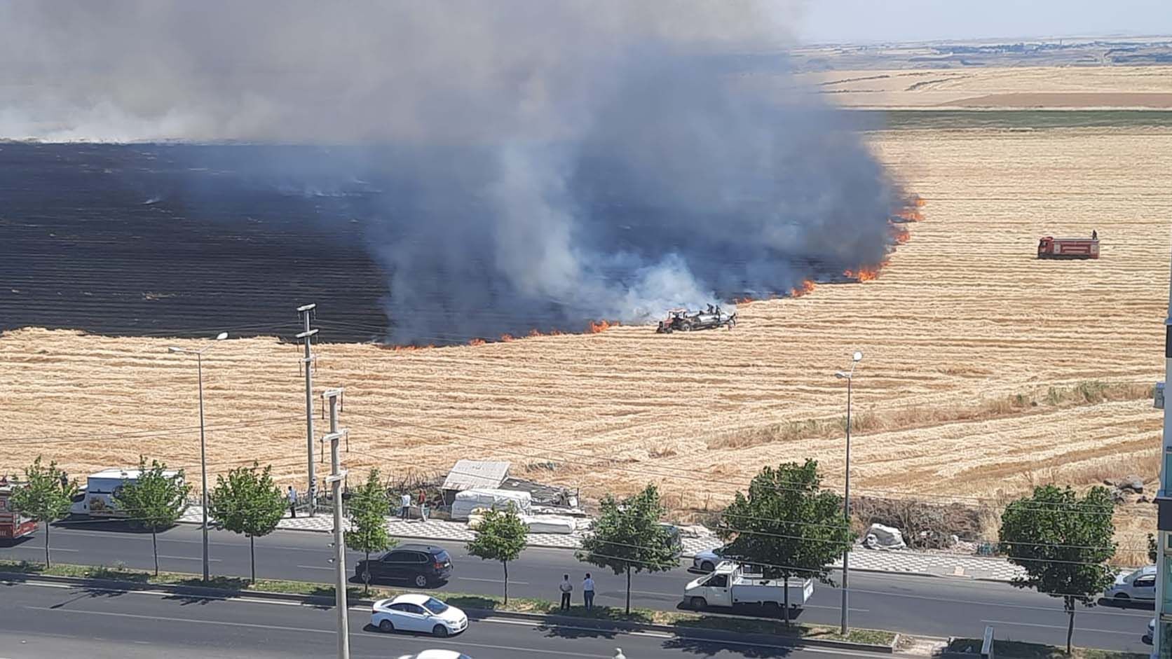 Diyarbakır'da Korkutan Anız Yangını Söndürüldü 2