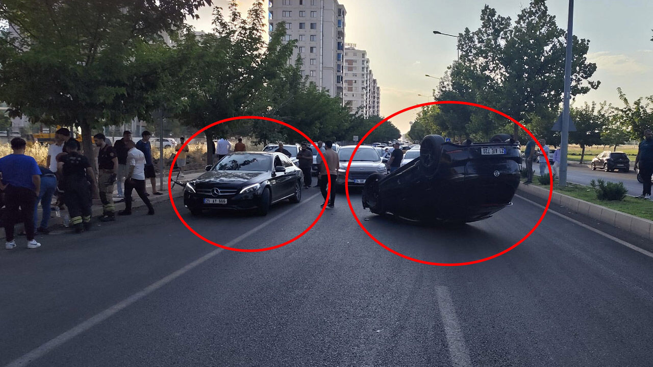 Diyarbakır’da İki Otomobil Çarpıştı, Takla Atan Aracın Sürücüsü Yaralandı 6