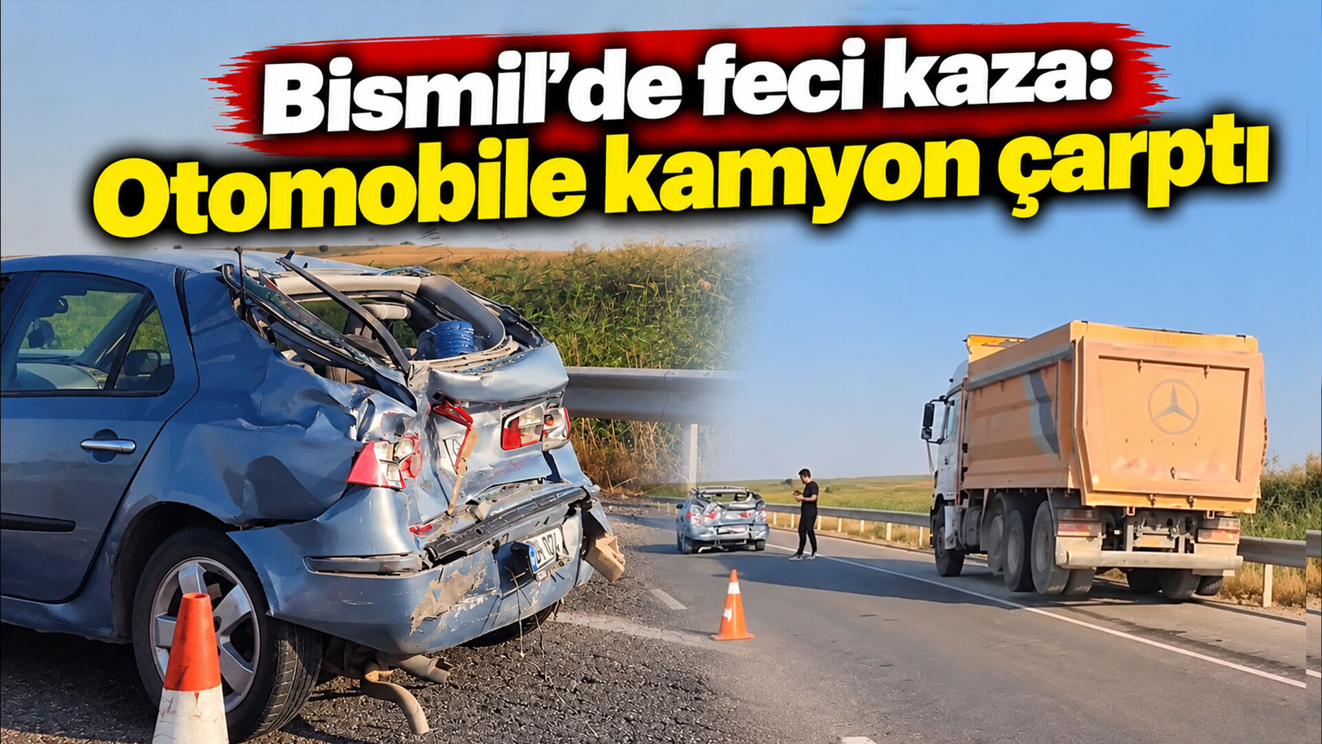 Bismil’de feci kaza: Otomobile kamyon çarptı