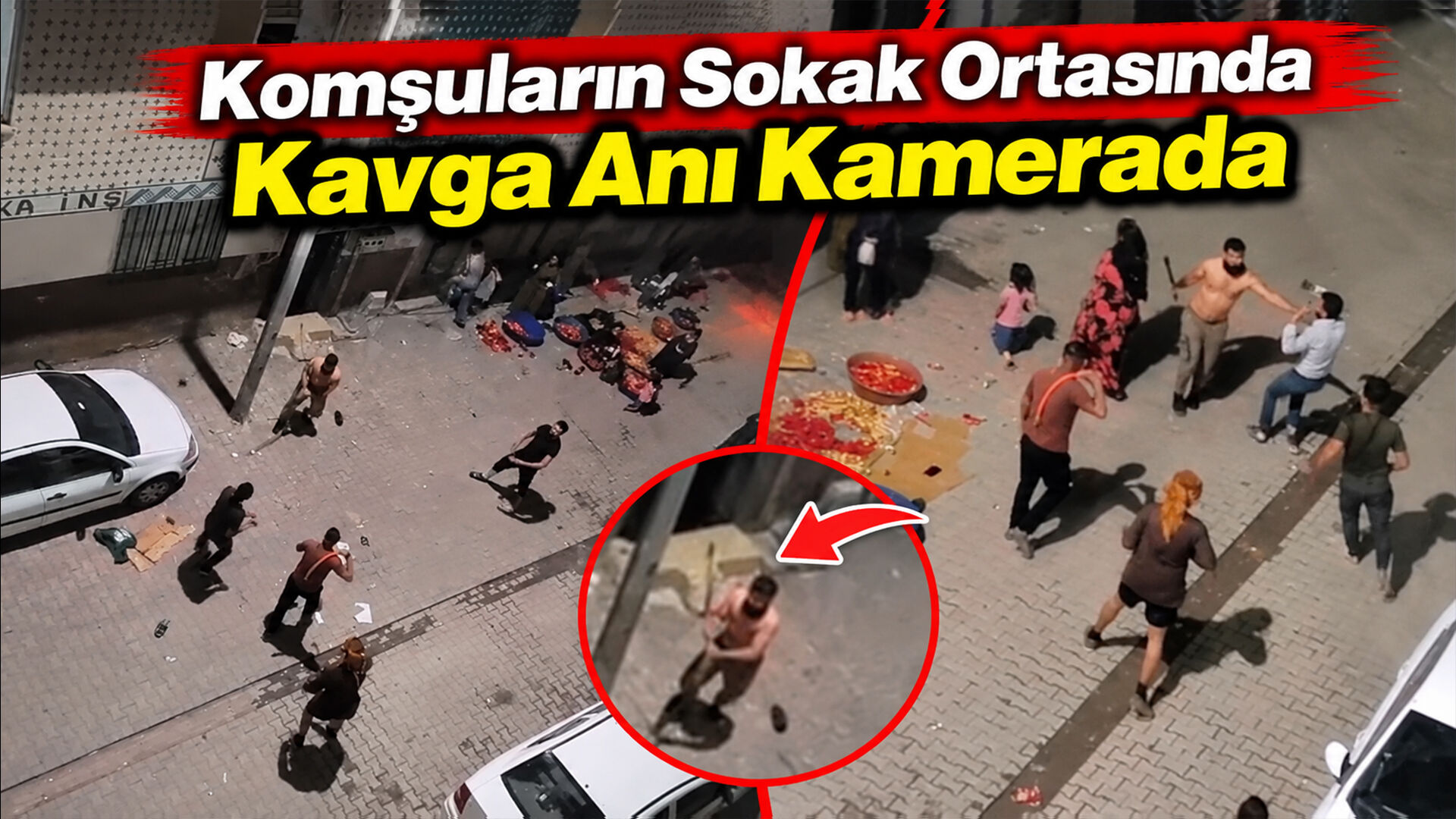 Komşuların Sokak Ortasında Kavga Anı Kamerada