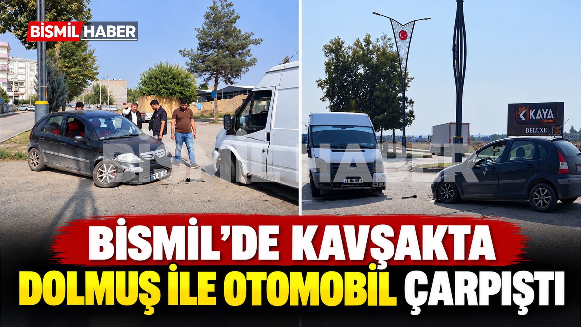 Bismil’de Kavşakta Dolmuş ile Otomobil Çarpıştı