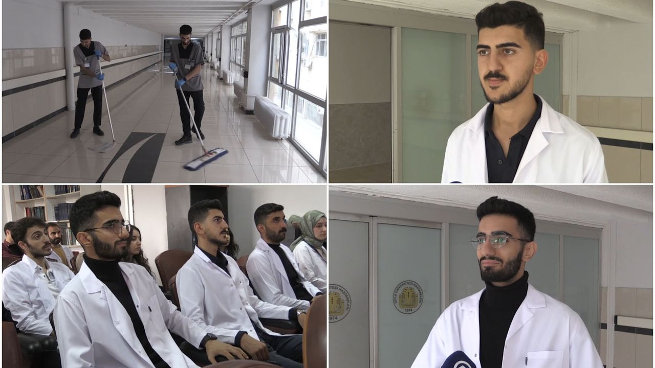 Diyarbakır'da tıp okuyan iki genç, okudukları fakültenin hastanesine temizlik personeli olarak atandılar