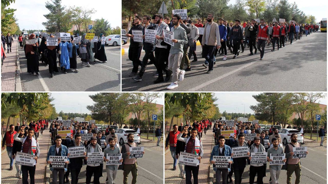 Diyarbakır’da üniversite öğrencileri Gazze için yürüdü