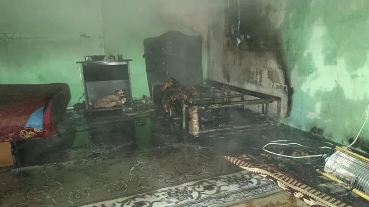 Iğdır'da elektrikli battaniyeden yangın çıktı