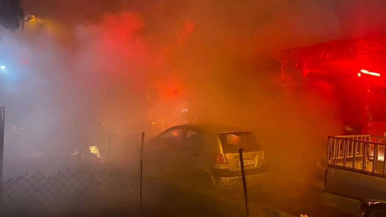 Siirt'te iş yerinin atık yağ bölümünde yangın çıktı