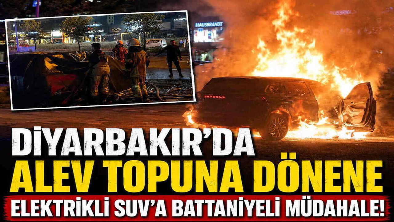 Diyarbakır'da Alev Topuna Dönene Elektrikli SUV'a Battaniyeli Müdahale!