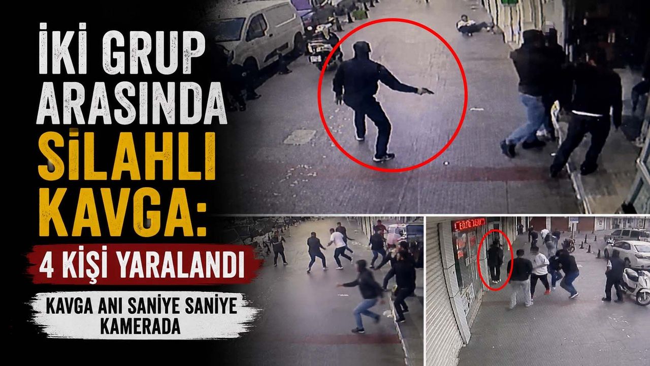 İki Grup Arasındaki Silahlı Kavgada 4 Kişi Yaralandı: Kavga Anları Kamerada