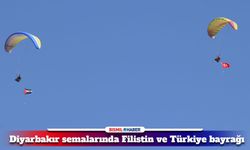 Diyarbakır semalarında Filistin ve Türkiye bayrağı dalgalandı