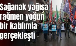 Bismil’de Gazze yürüyüşü sağanak yağışa rağmen yoğun katılımla gerçekleşti