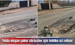 Bismil’de caddede oluşan çukur tehlike arz ediyor