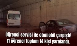 Öğrenci servisi ile otomobil çarpıştı! 11'i öğrenci 14 kişi yaralandı.