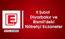 8 Şubat Diyarbakır ve Bismil'deki Nöbetçi Eczaneler