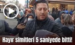 Diyarbakır'da hayır simidi dağıtan simitçinin sözü bitmeden simit bitti