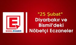 25 Şubat Diyarbakır ve Bismil'deki Nöbetçi Eczaneler