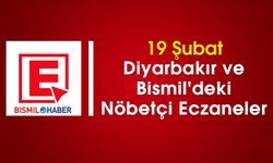 19 Şubat Diyarbakır ve Bismil'deki Nöbetçi Eczaneler