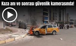 Diyarbakır’da çarpışan 2 araçtan bir yandı, diğeri devrildi