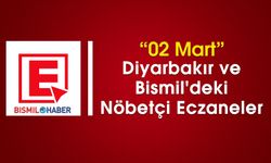 02 Mart Diyarbakır ve Bismil'deki Nöbetçi Eczaneler