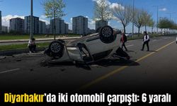 Diyarbakır’da çarpışan iki otomobilden biri devrildi: 6 yaralı