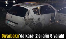 Diyarbakır’da otomobil tarlaya girdi: 2'si ağır 5 yaralı