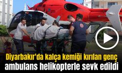 Trafik kazasında kalça kemiği kırılan genç, ambulans helikopterle sevk edildi