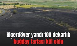 Biçerdöver yandı: 100 dekarlık buğday tarlası kül oldu