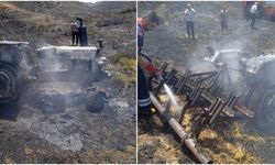 Diyarbakır’da yangına müdahale eden traktör kül oldu