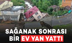 Şiddetli Yağış Sonrası bir ev yan yattı