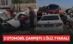 Şanlıurfa yolunda 2 otomobil çarpıştı: 1 ölü, 7 yaralı