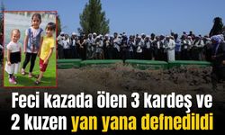 Feci kazada ölen 5 çocuk yan yana toprağa verildi