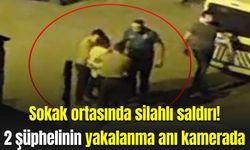 Sokak ortasında silahlı saldırıda ağır yaralandı, 2 şüphelinin yakalanma anı kamerada