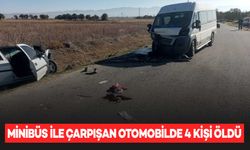 Okul servis minibüsü ile çarpışan otomobilde 4 kişi öldü