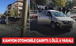 Otomobile çarpan kamyon takla attı: 1 ölü, 6 yaralı