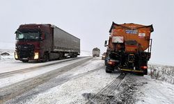 Ardahan'da kar ve buzlanma nedeniyle araçlar yolda kaldı!