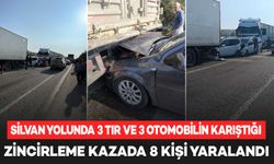 Silvan yolunda 3 TIR ve 3 otomobilin karıştığı zincirleme kazada 8 kişi yaralandı