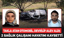 Takla atan otomobil, devrilip alev aldı; 2 sağlık çalışanı öldü