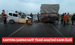 Kamyona arkadan çarpan hafif ticari araçtaki kadın, hayatını kaybetti