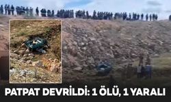 Tarım aracı şarampole devrildi:1 ölü, 1 yaralı