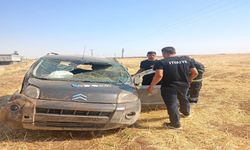 Kontrolden Çıkan Araç Tarlaya Devrildi Sürücü Hastaneye Kaldırıldı
