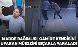 Cami avlusunda madde kullandı, müezzini bıçakladı; olay anı kamerada