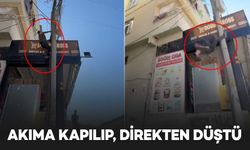 Elektrik akımına kapılıp, direkten düştü: olay kamerada